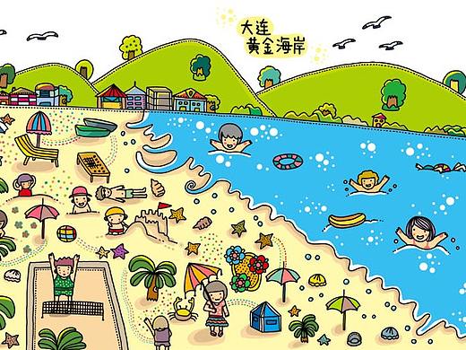 三树插画 大连明信片