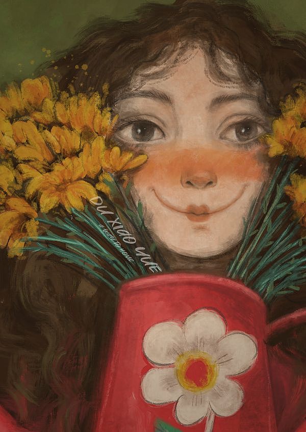 女孩花 杜小越原创插画