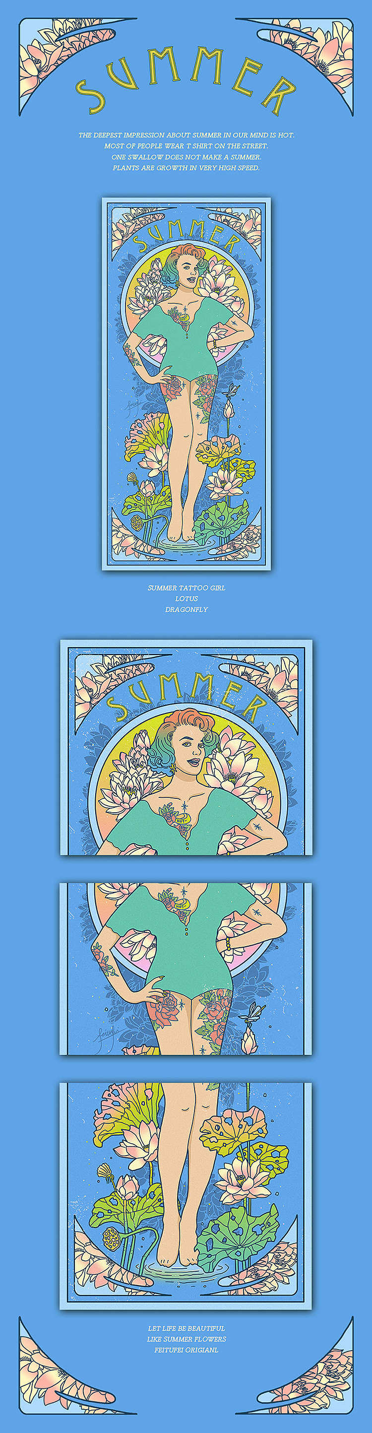 THE FOUR SEASONS TATTOO GIRL（图ZMTA2MjA5MDgw） - 新锐潮流插画 - 站酷设计师FEITUFEI原创素材 - 站酷ZCOOL