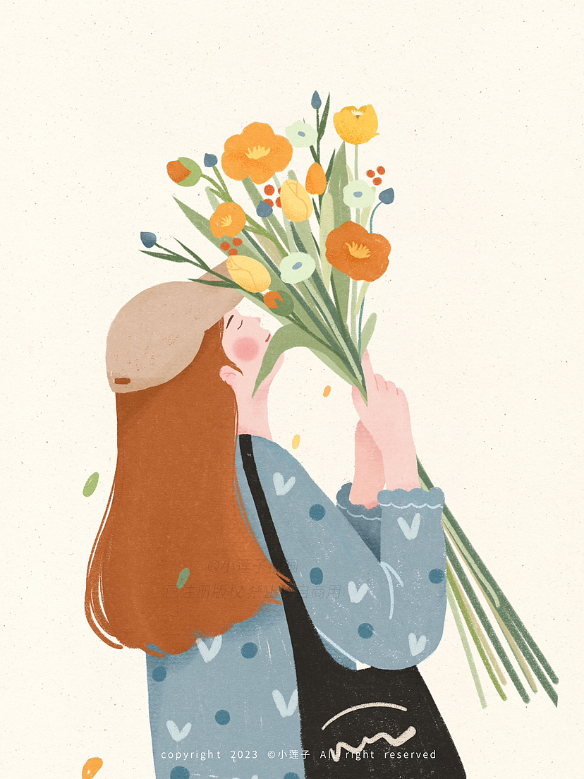 100件恢复能量的小事（1/100）：给自己买束花（图ZMzUyNzk5NzEy） - 创作习作 - 站酷设计师小莲子插画原创素材 - 站酷ZCOOL