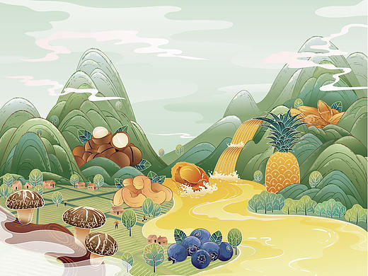 农产品包装设计插画/区域农品/地方风物插画——已商用