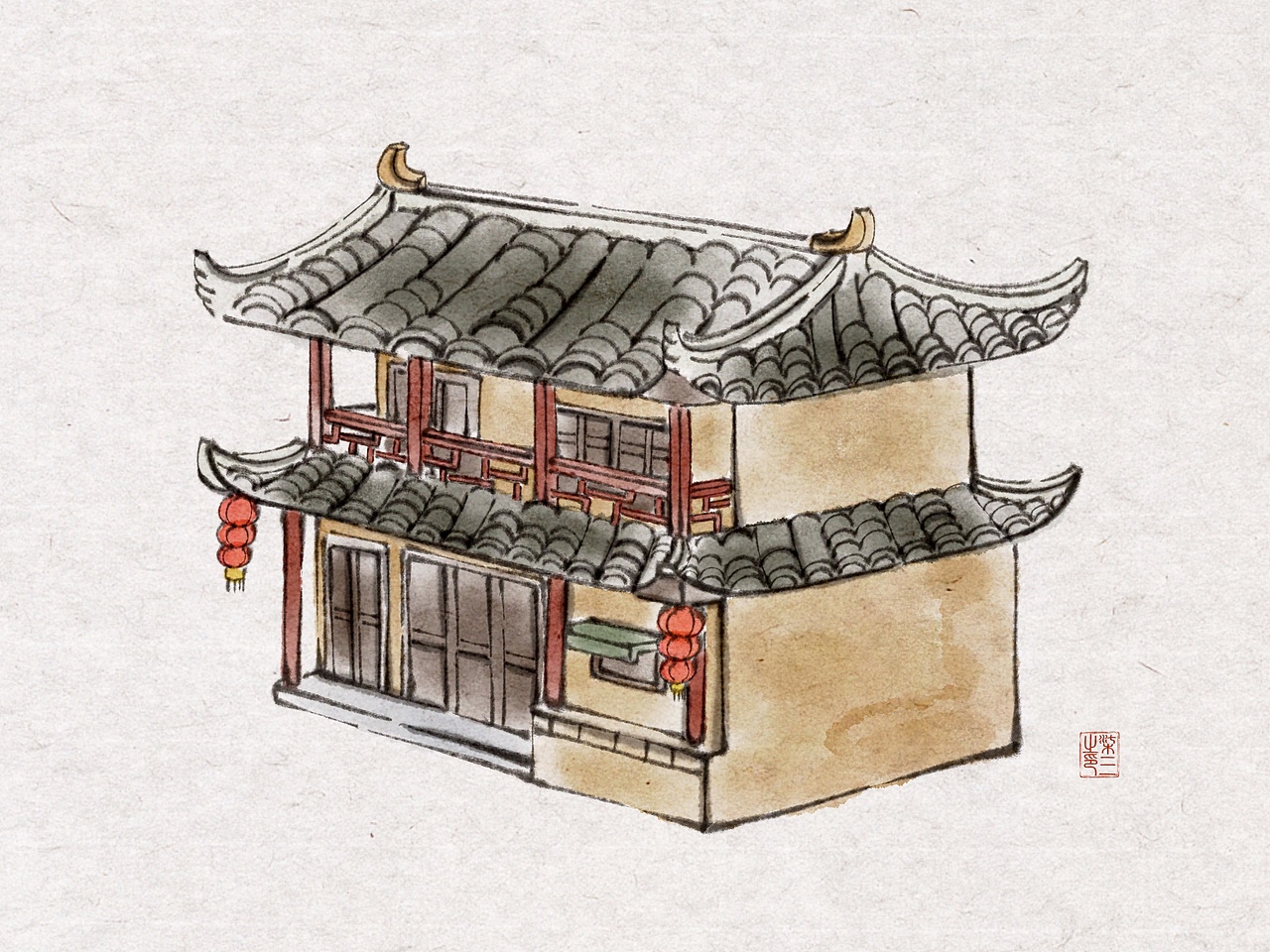水墨小场景之大户人家