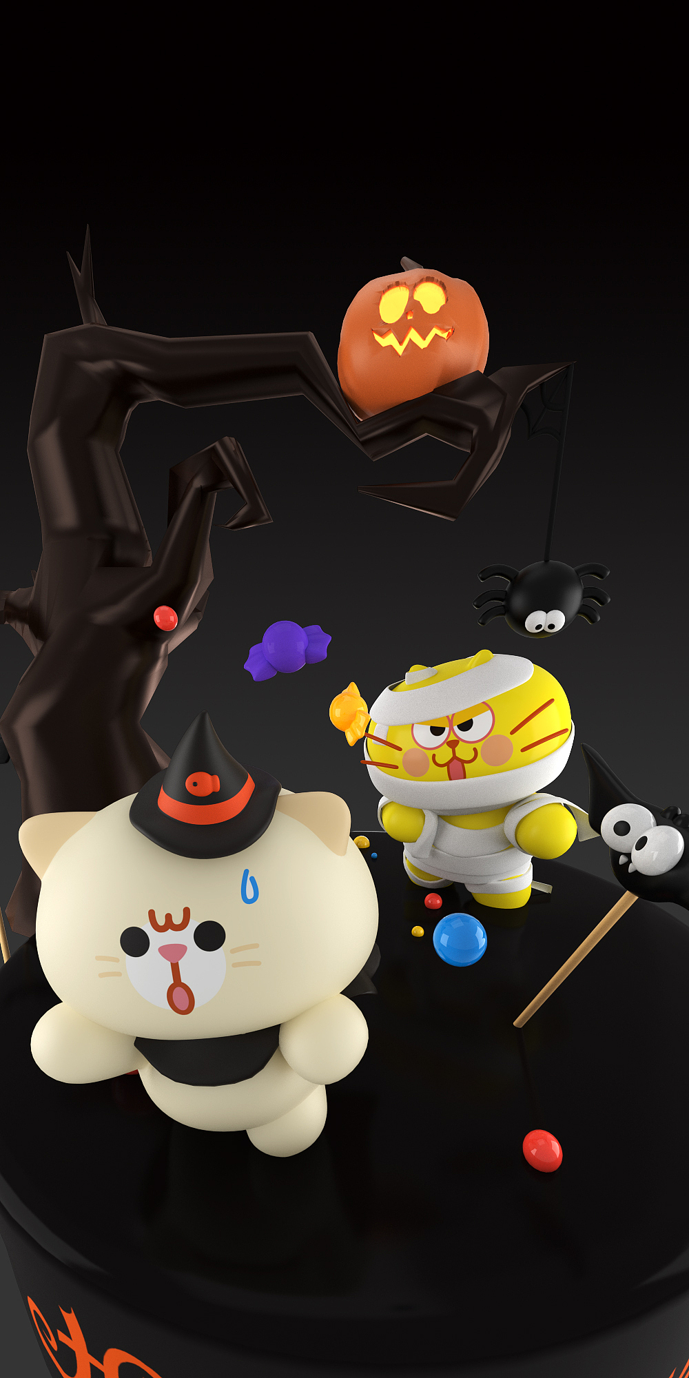 蛋黄猫万圣节恐怖大蛋糕