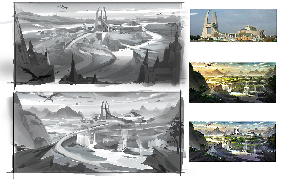 恐龙园场景原画（图ZMTAxNDkzMDE2） - 商业插画 - 站酷设计师xu旭原创素材 - 站酷ZCOOL