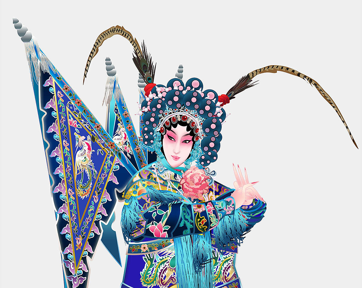 武旦刀马旦京剧人物矢量插图（图ZMjQ0NjY5MjM2） - 商业插画 - 站酷设计师隐彰原创素材 - 站酷ZCOOL