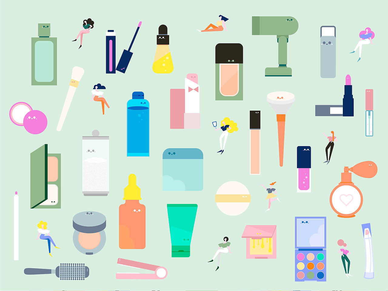 美妆品牌-插画情绪板