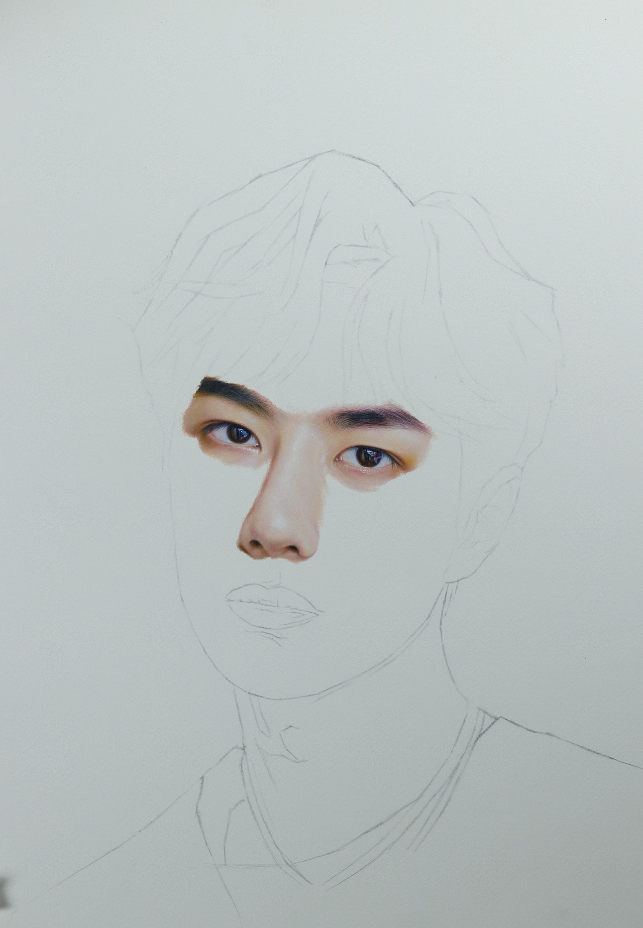 彩铅手绘王一博肖像