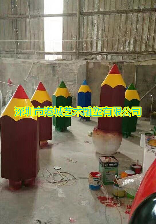 校园文化彩绘大型玻璃钢书本仿真笔模型雕塑景观摆件