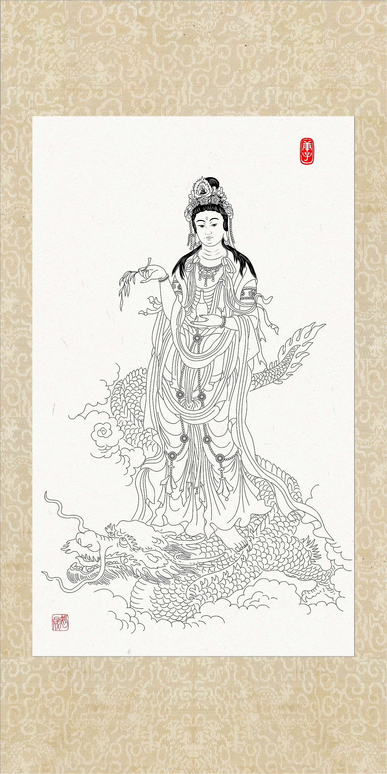 观音画像（图ZMTk5NzQ0NjYw） - 绘画 - 站酷设计师yjs20200220原创素材 - 站酷ZCOOL