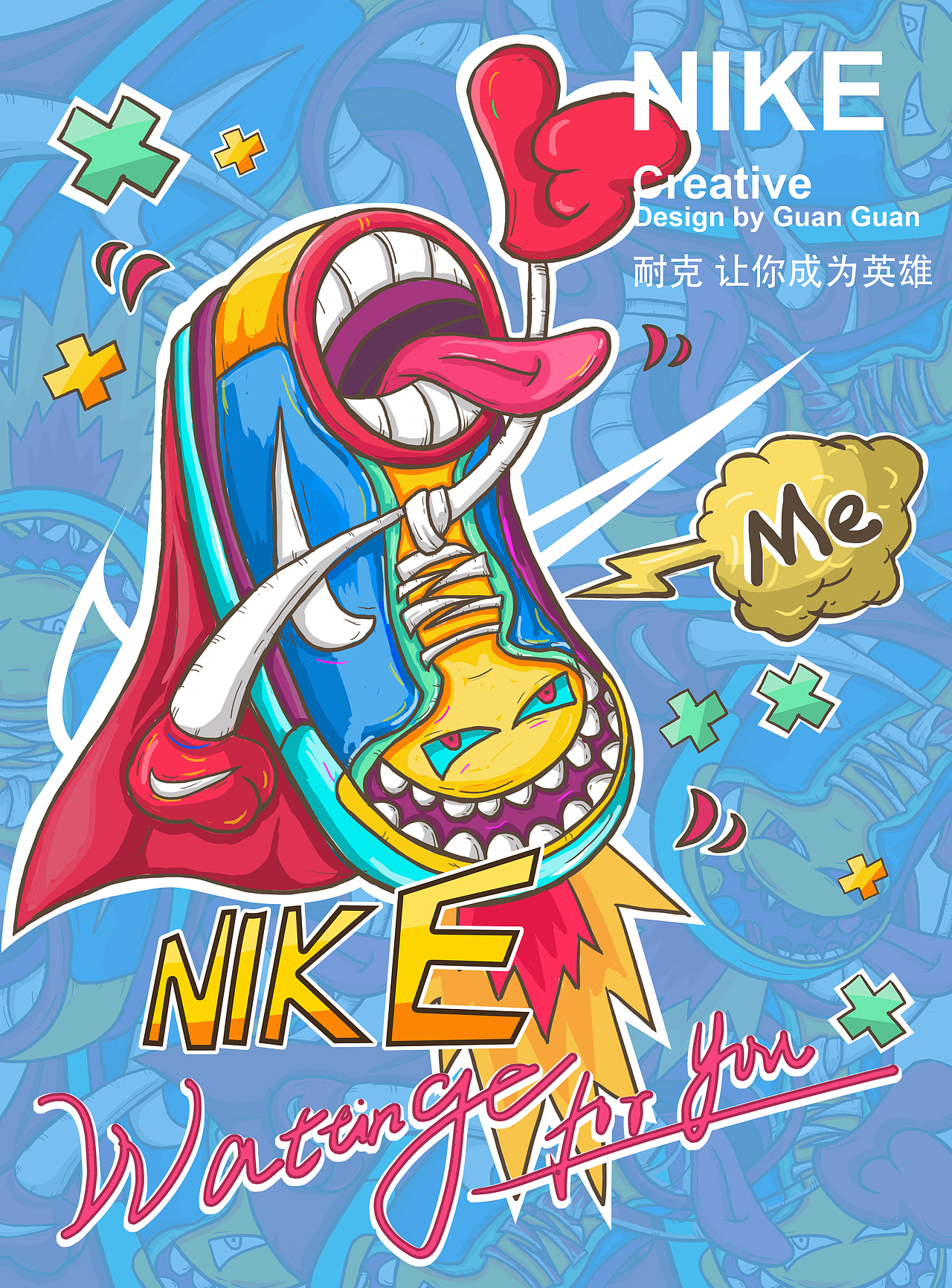 nike创意海报|插画|新锐潮流插画|二五官_原创作品-站酷zcool
