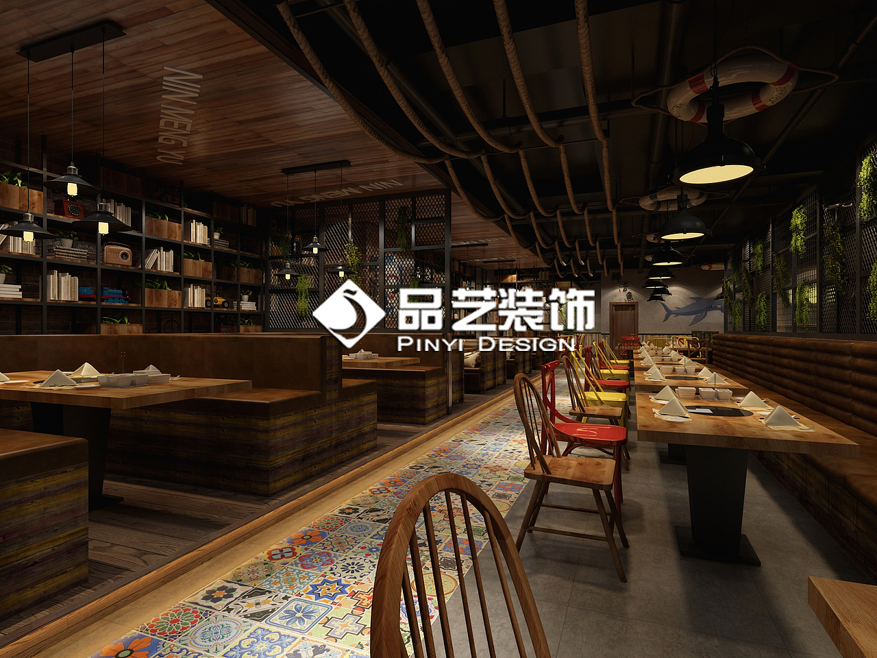 南宁柠工业复古风格檬鱼时尚火锅餐厅装修设计