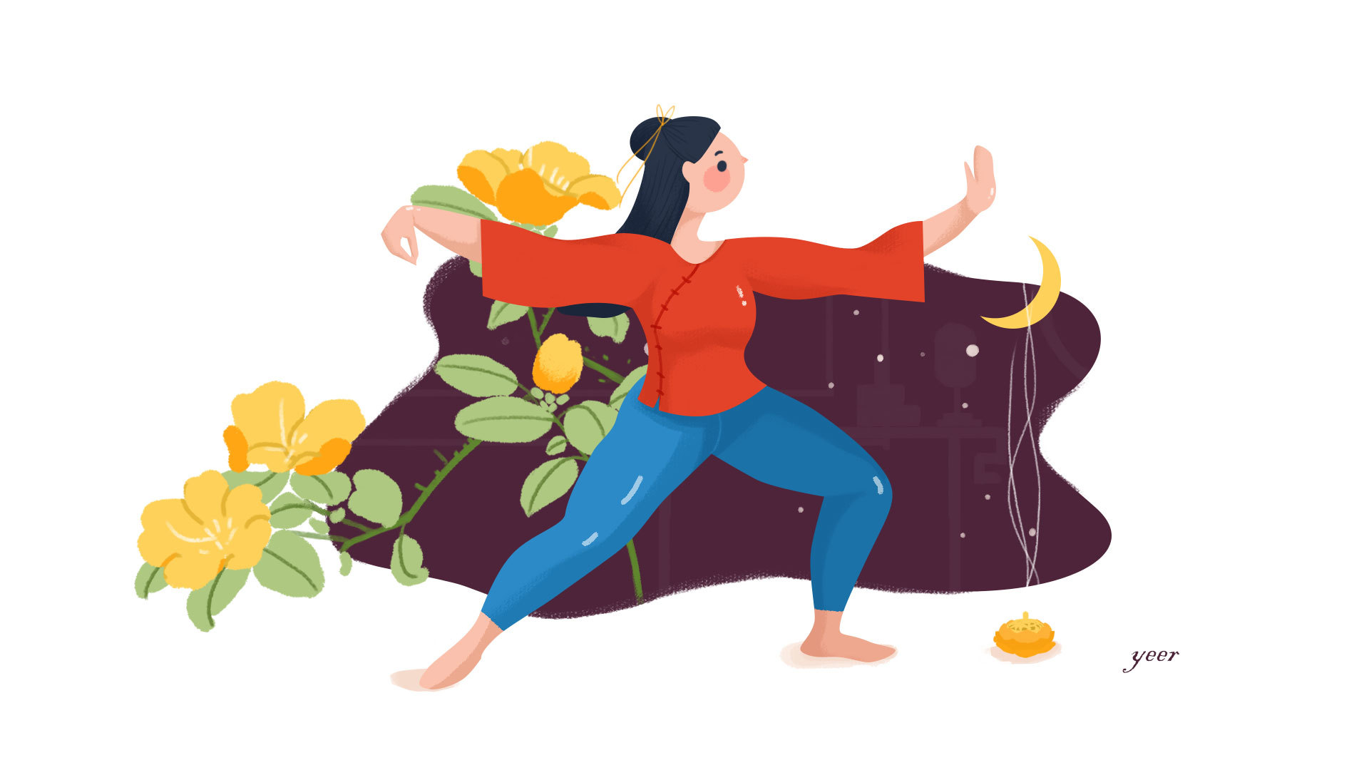 太极少女|插画|商业插画|夜儿yeer - 原创作品 - 站酷 (zcool)