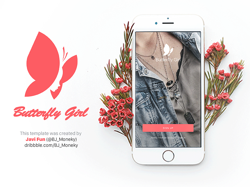 Butterfly Girl Iphone6 Mockup MOV（图ZOTQ4NjE5Njg=） - APP界面 - 站酷设计师JaviFun原创素材 - 站酷ZCOOL