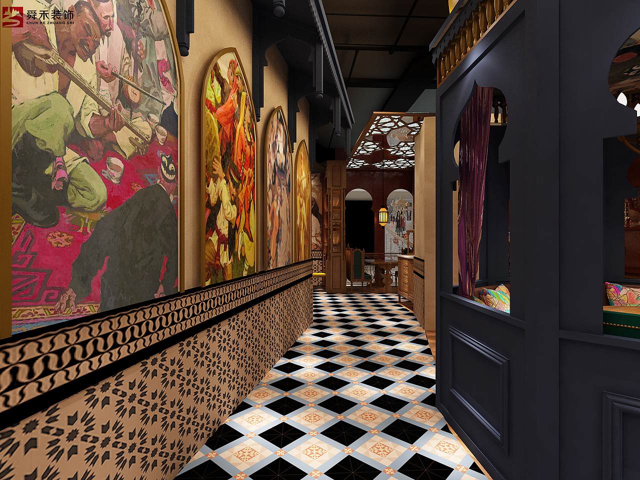 青岛餐饮民族风情特色餐厅装修设计--山东舜禾装饰（图ZMjQ5MDIwMjQ4） - 酒店餐饮设计 - 站酷设计师Z32358901原创素材 - 站酷ZCOOL