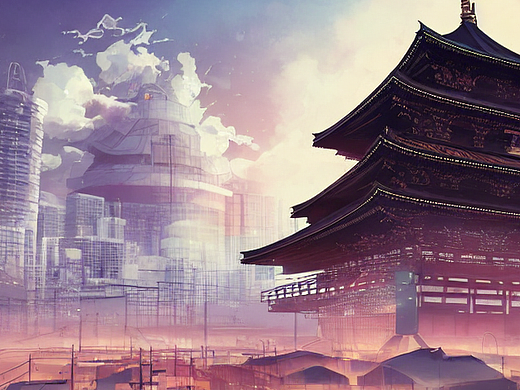 #AI创作实验室#云中浅草寺赛博朋克