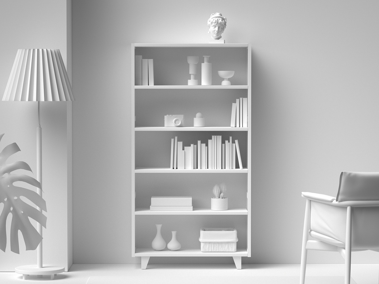 c4d oc书柜场景渲染|记录零碎