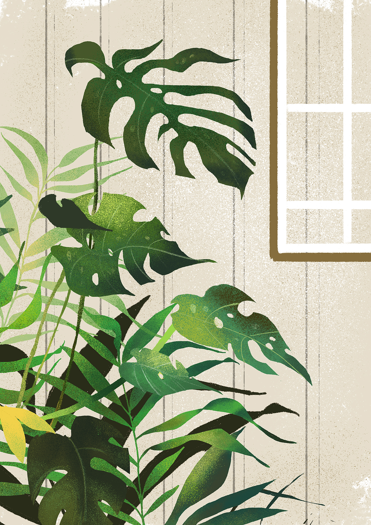 龟背竹～|插画|商业插画|fanf花花_原创作品-站酷zcool