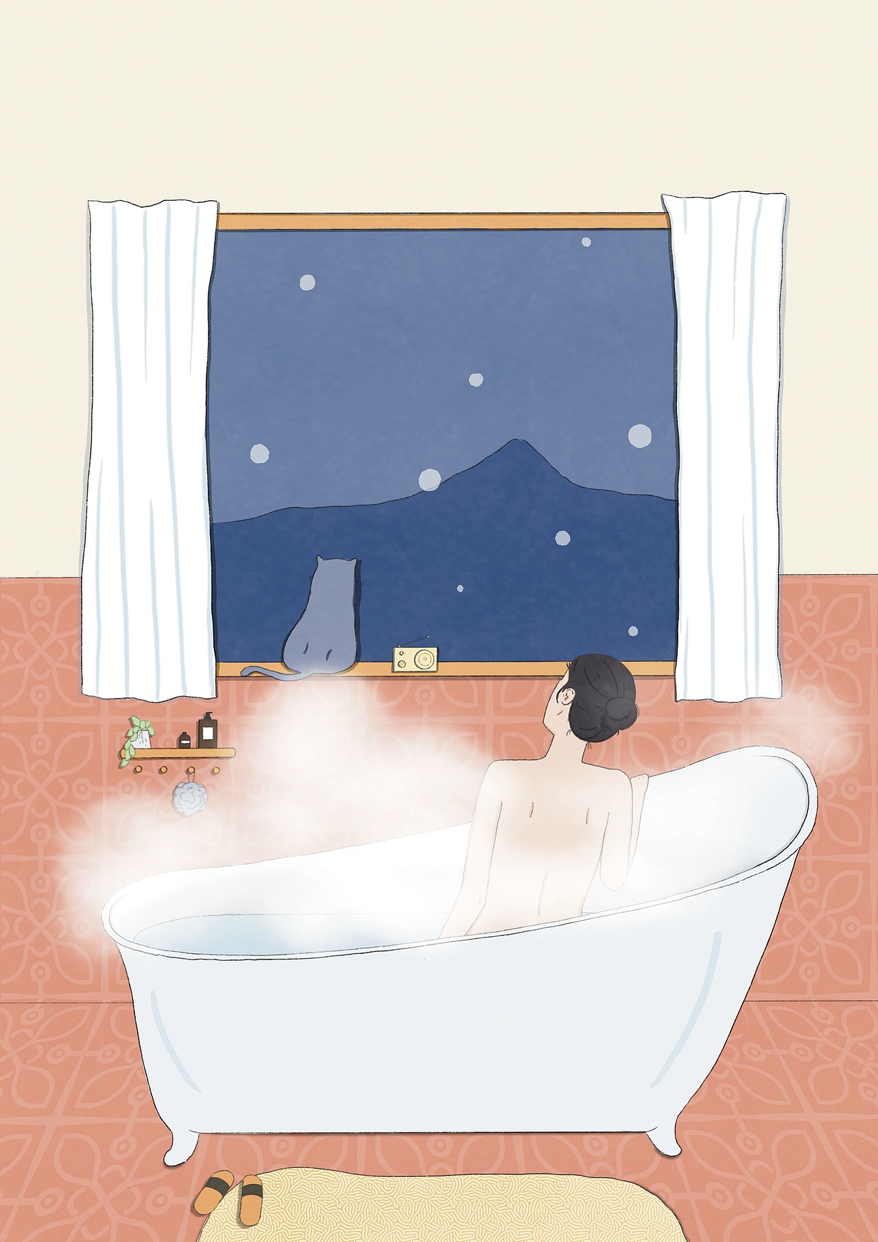 动态插画——《窗外下雪了》（图ZMjY0MDkyNDY4） - 新锐潮流插画 - 站酷设计师太保阿书原创素材 - 站酷ZCOOL