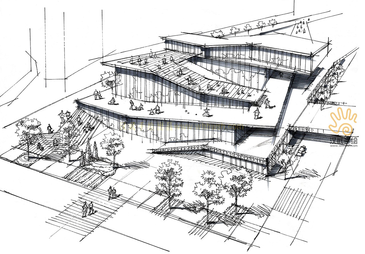 双十一建筑手绘作品（图ZMzc3NjcxMjg=） - 建筑设计 - 站酷设计师汉武手绘原创素材 - 站酷ZCOOL