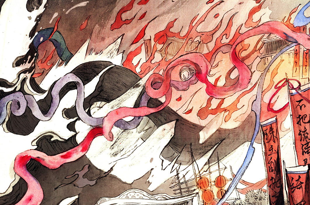 《饕餮记2》小说封面手绘过程