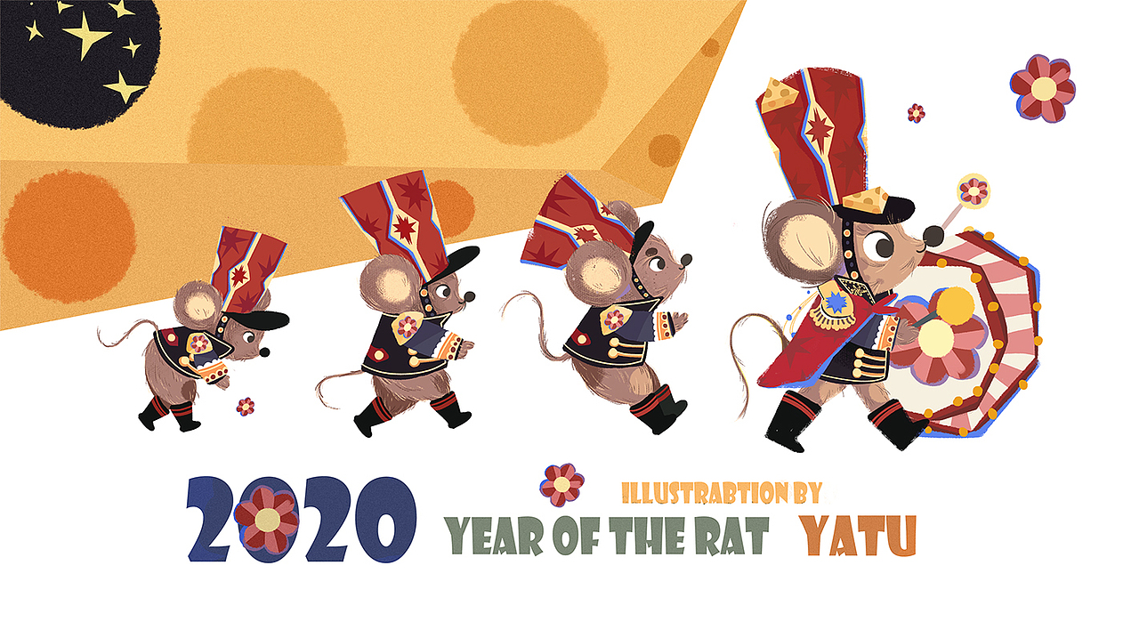 鼠年插画（图ZMTk0Mjg5MjEy） - 商业插画 - 站酷设计师牙兔YATU原创素材 - 站酷ZCOOL