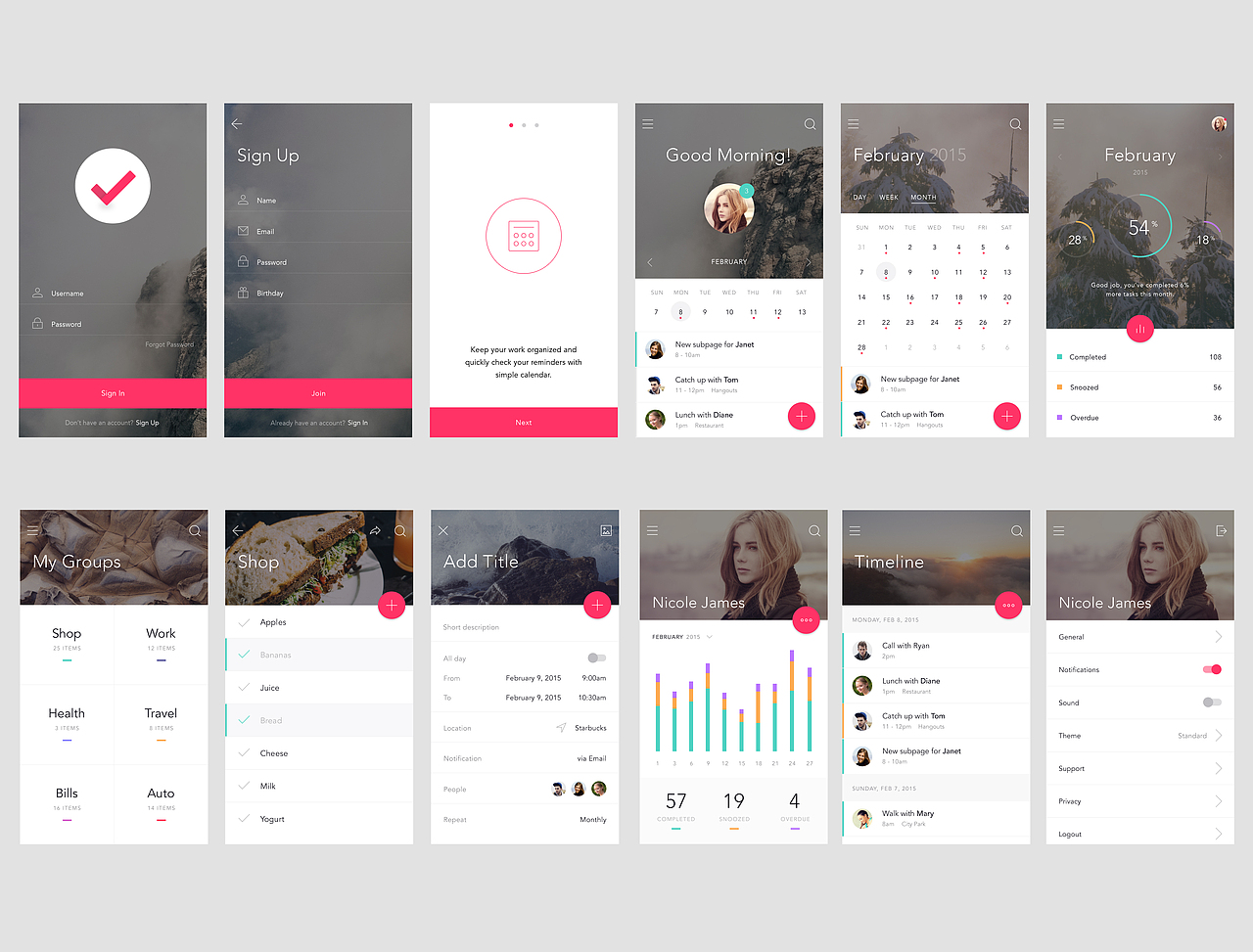 12张惊艳的时间管理APP部分界面（图ZNjQ4MjczNjQ=） - APP界面 - 站酷设计师abah原创素材 - 站酷ZCOOL