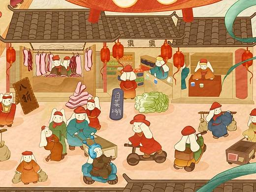 兔年国潮插画