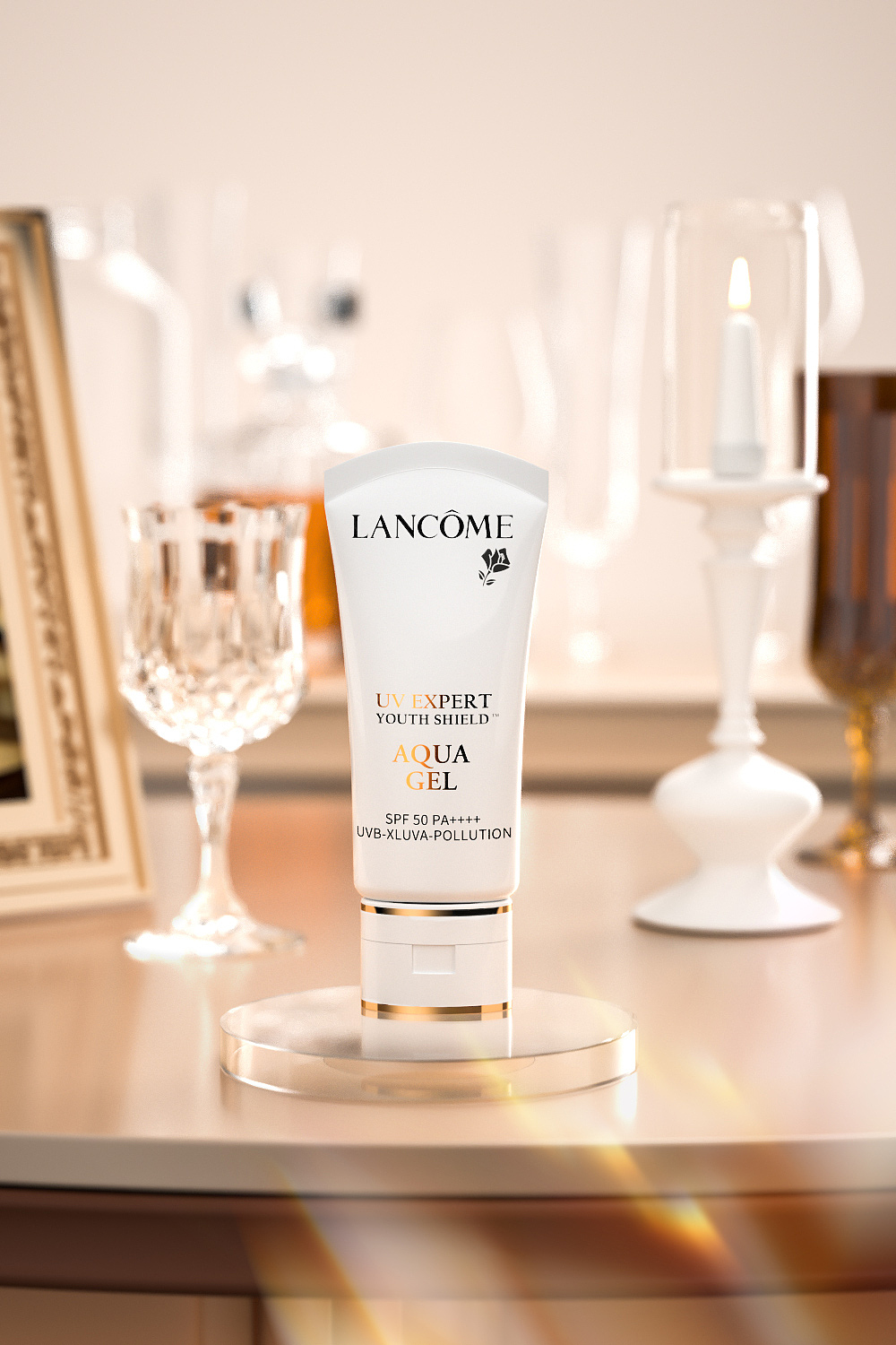 兰蔻小白管轻透水漾防晒乳霜，C4D简单场景建模渲染（图ZMjM0OTIzOTYw） - 场景 - 站酷设计师爷猫原创素材 - 站酷ZCOOL