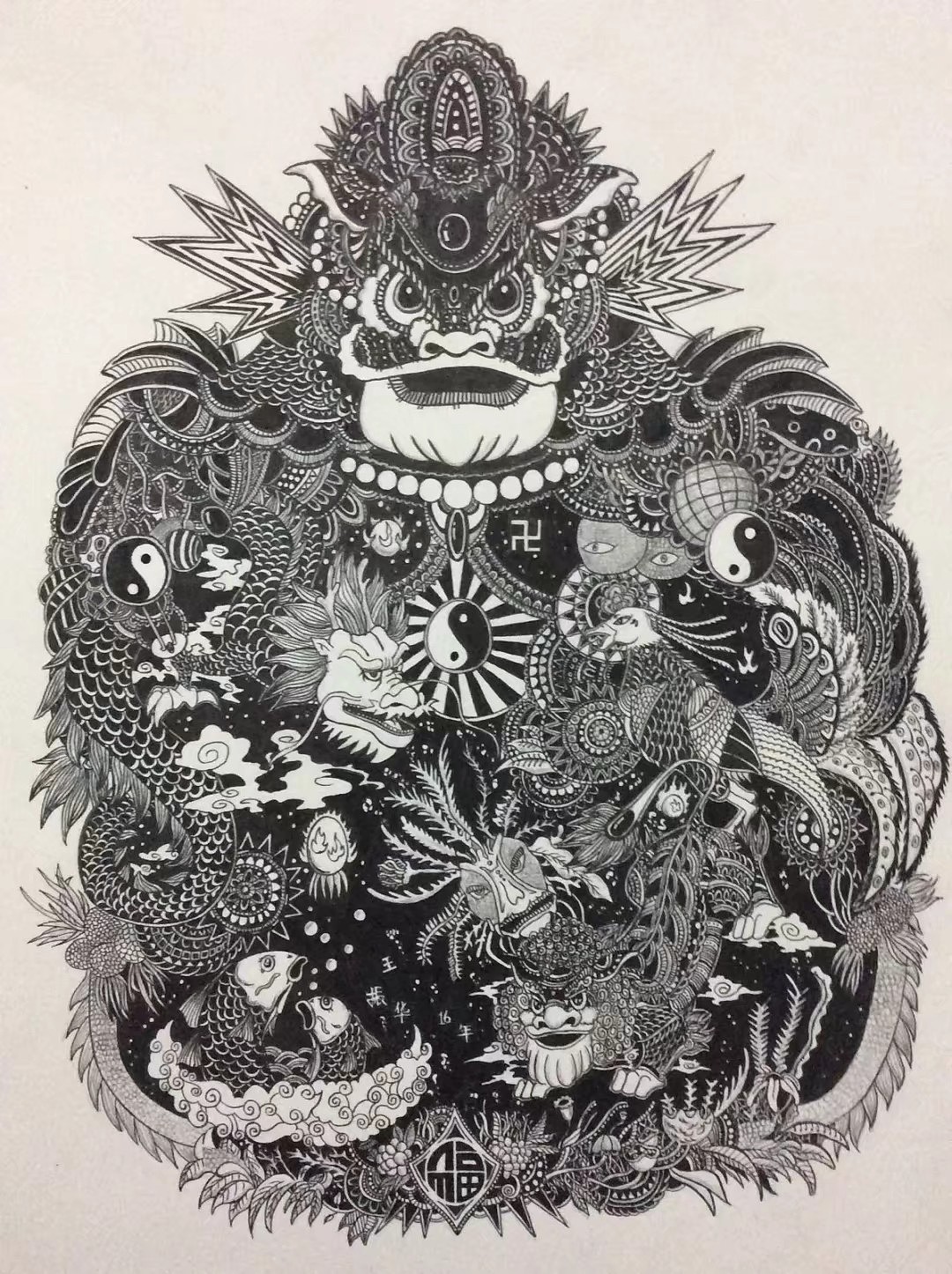 黑白装饰画勾线