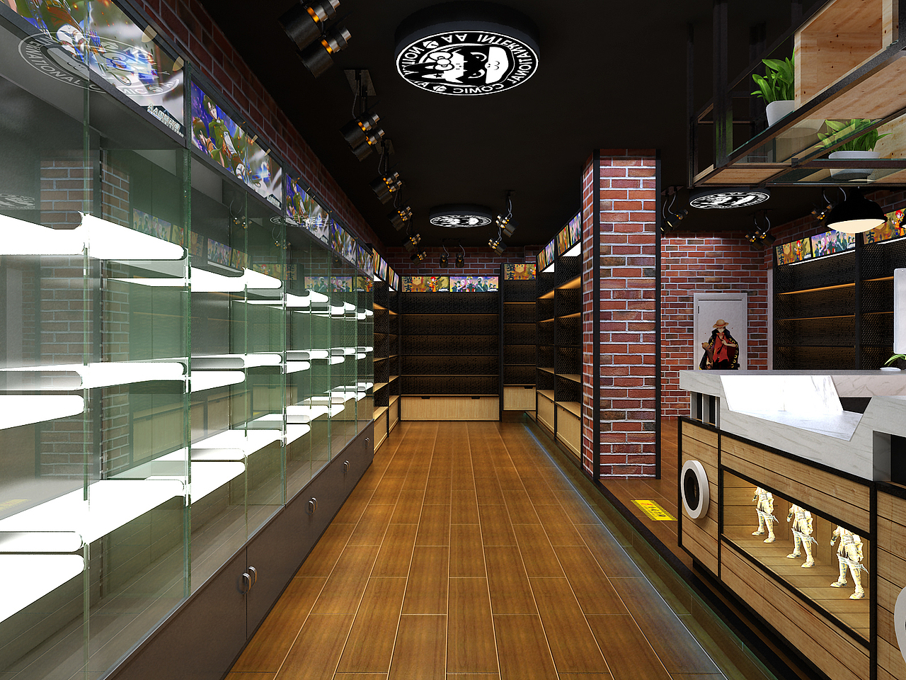 动漫奶茶店3D设计图效果展示,AA国际动漫3D设计图,动漫店设计图,动漫店加盟设计图,动漫主题奶茶店设计图