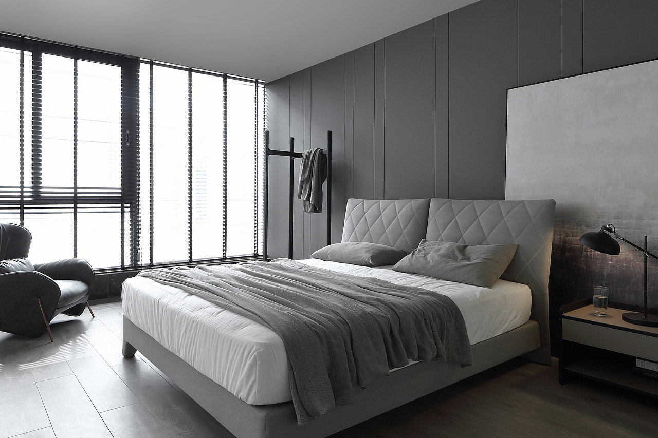 灰色布艺床（图ZMjQxNzM0Mzg0） - 家装设计 - 站酷设计师黑白灰主旋律原创素材 - 站酷ZCOOL