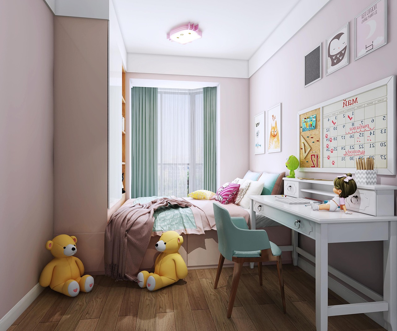 简欧卧室小孩房|空间|家装设计|张美丽效果图 - 原创作品 - 站酷 (ZCOOL)