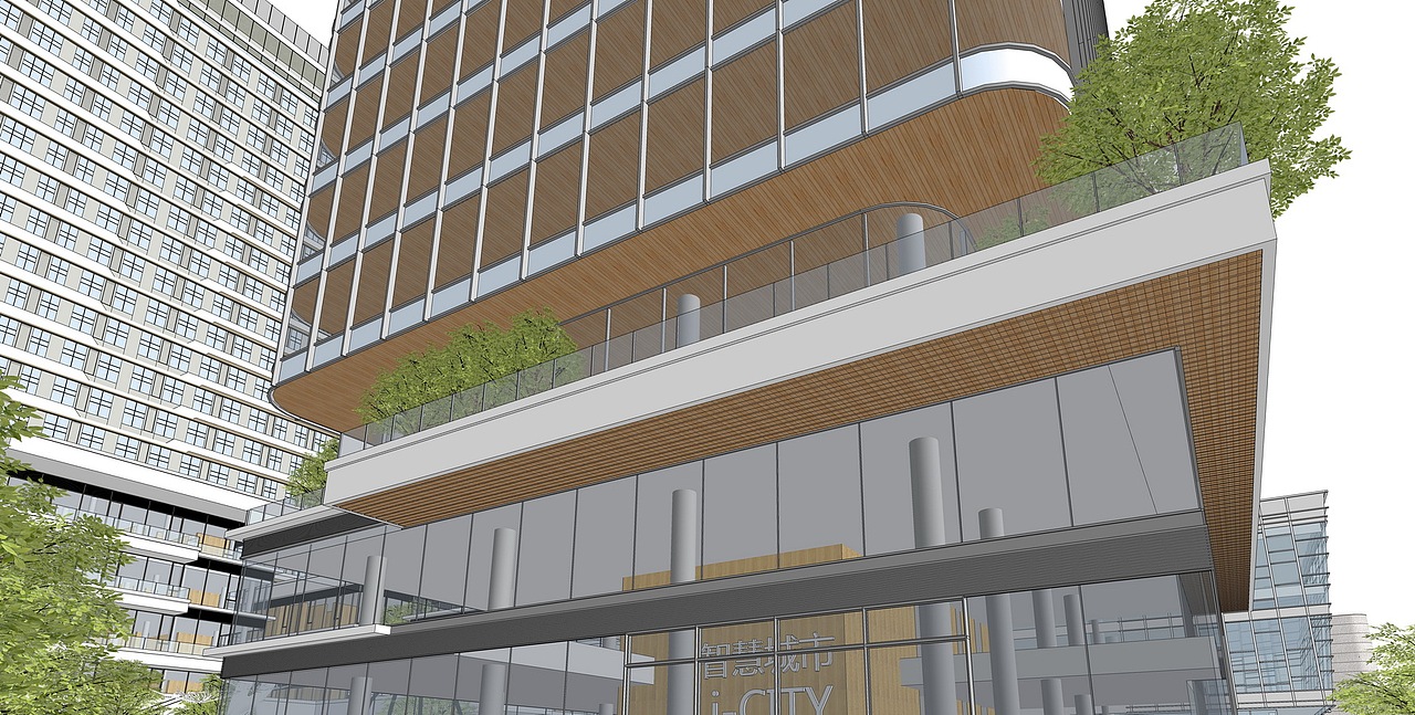 现代商业综合体SU模型下载