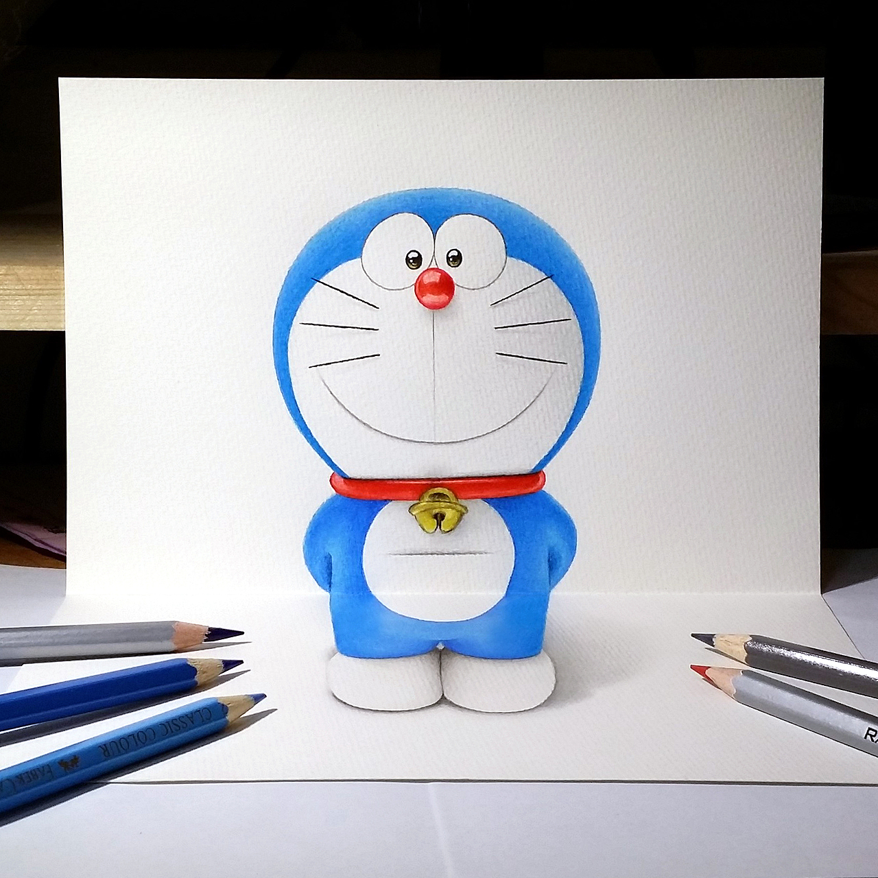 彩铅3d插画哆啦a梦