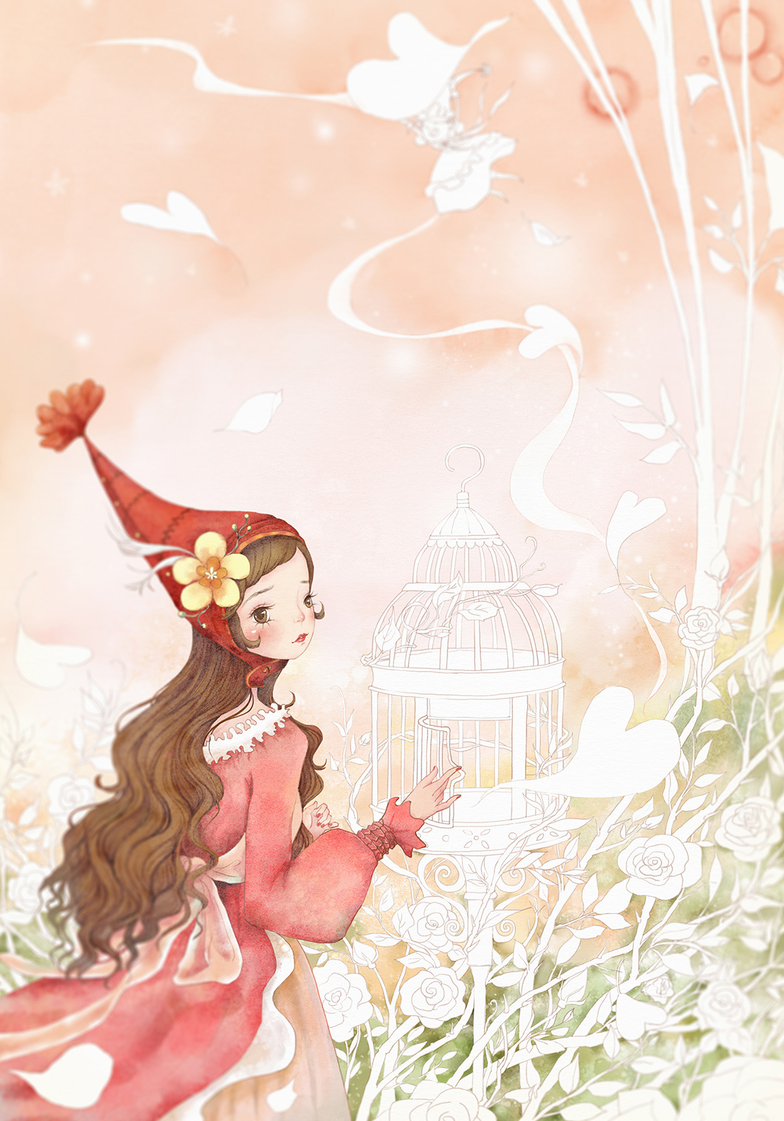 红玫瑰少女|插画|商业插画|Lisha画画儿_原创作品-站酷ZCOOL