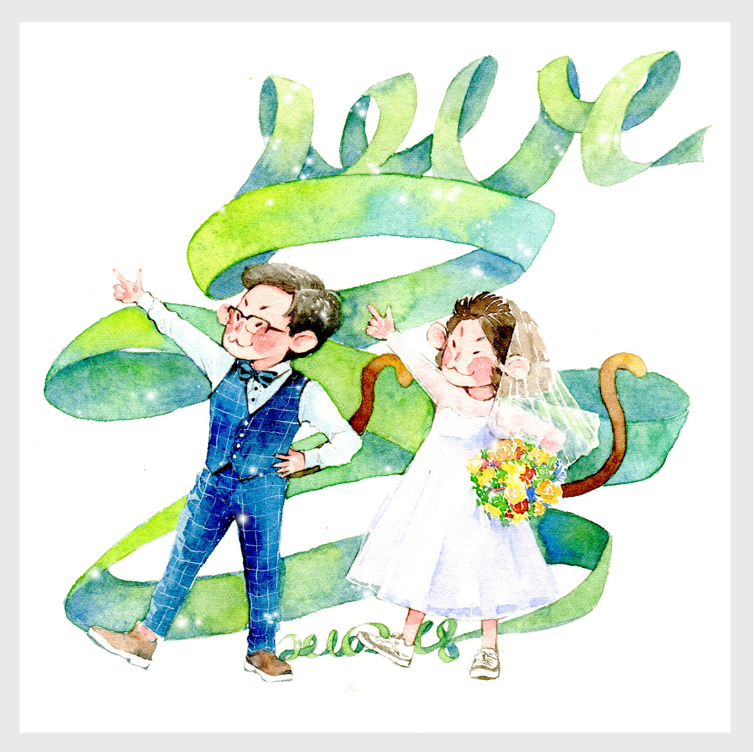 婚礼贺图|插画|其他插画|马豆子 - 原创作品 - 站酷 (zcool)