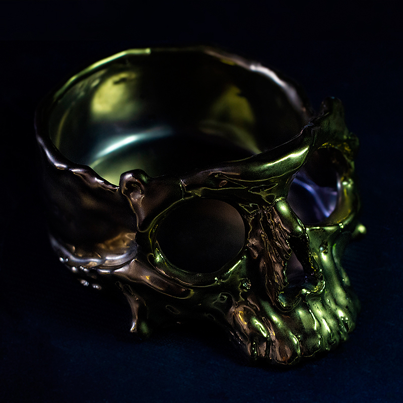 【SKULL】骷髅 暗黑系1300°电镀金属色陶瓷烟灰缸摆件