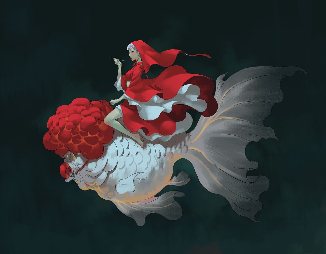 金鱼新娘（图ZMjI2MDMwMjY4） - 商业插画 - 站酷设计师饿狼首原创素材 - 站酷ZCOOL