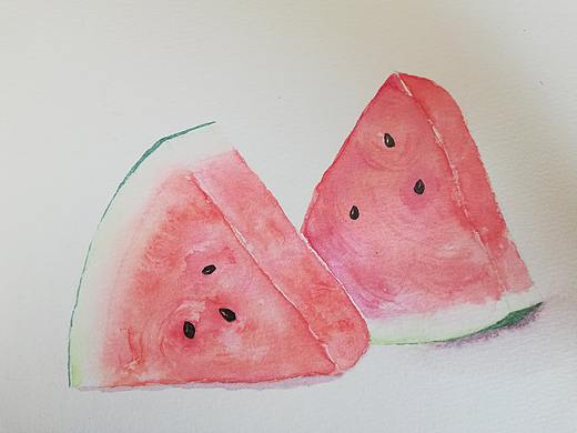 水彩 西瓜（个人主页-ZNDI3Mzg5ODQ=） - 绘画 - 站酷设计师小萌水彩原创素材 - 站酷ZCOOL