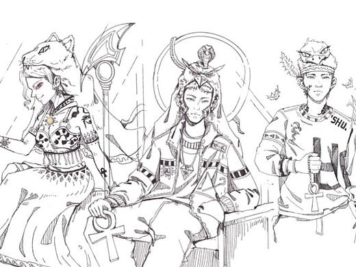 【宅家画】埃及九柱神_人物创作