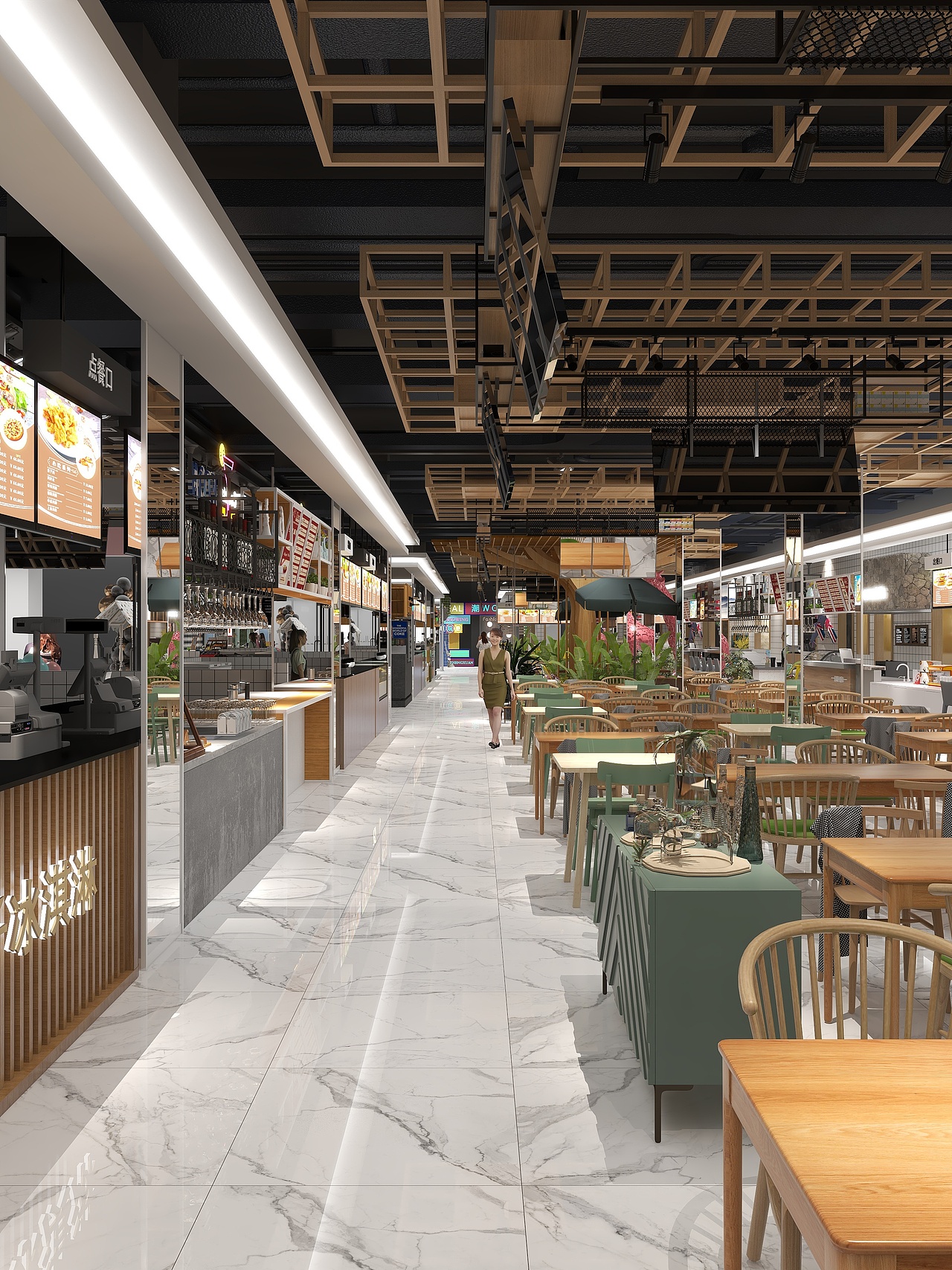 河南平市某地商业空间餐饮区方案(改造区域)