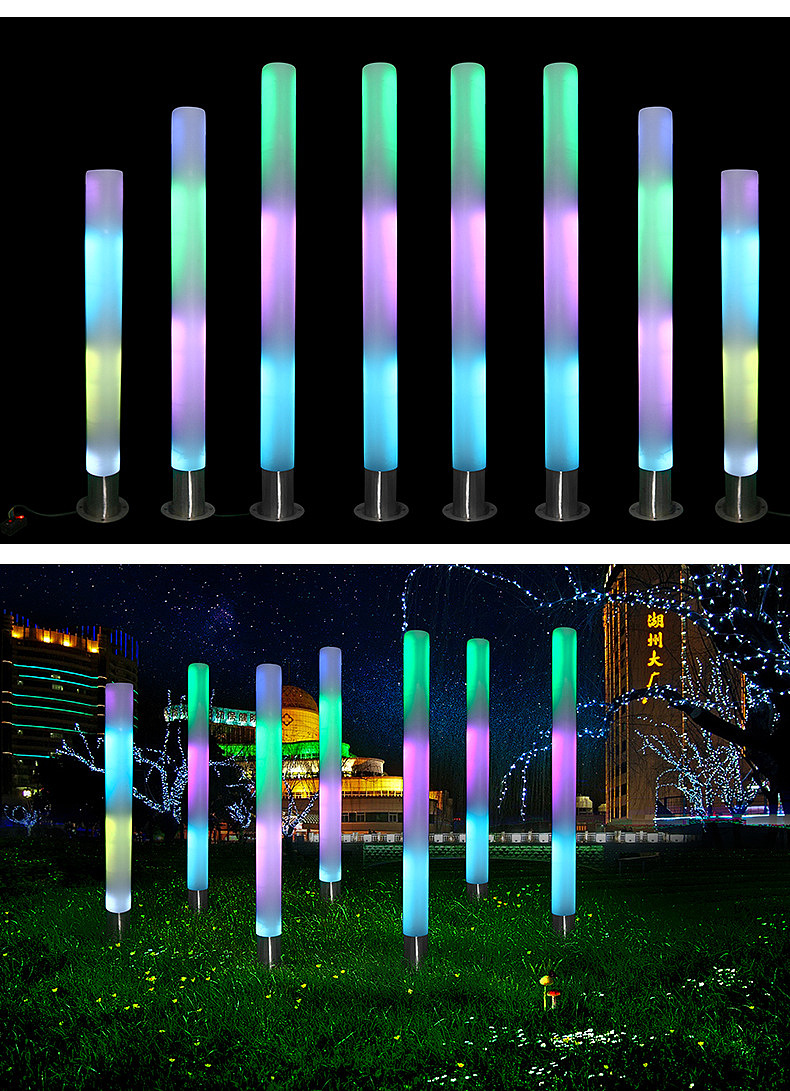 网红3d炫彩互动流光灯柱定制触摸感应音乐七彩发光柱