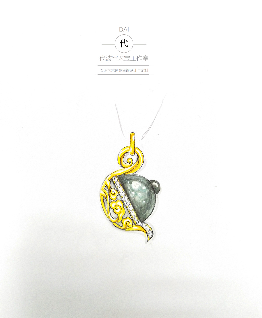 巴洛克珍珠作品壶——设计师手绘设计图