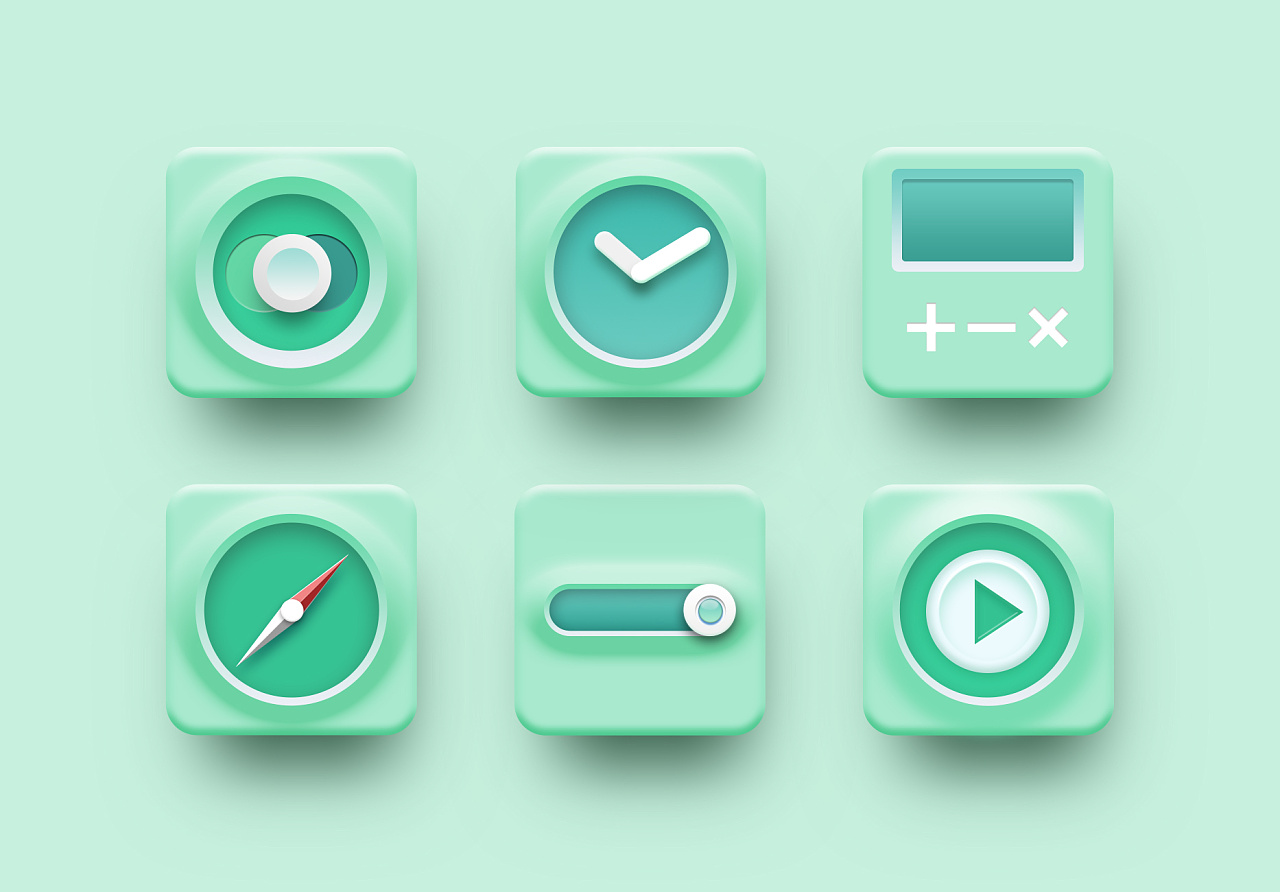 一组轻拟物图标