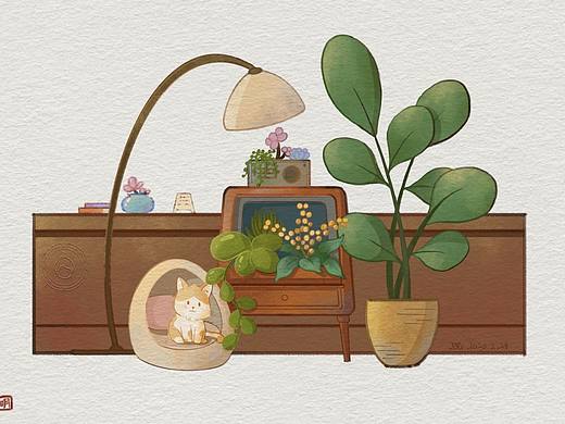 喵咪和绿植（个人主页-ZNjQyNDQ1NDQ=） - 创作习作 - 站酷设计师阿瑞吖原创素材 - 站酷ZCOOL