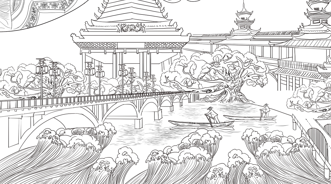 原创手绘商业插画《牛神》横幅长图 产品“绣莲外婆牛香吧 ”外包装封面（图ZNzM0NjQxMjg=） - 商业插画 - 站酷设计师陈泽旭原创素材 - 站酷ZCOOL