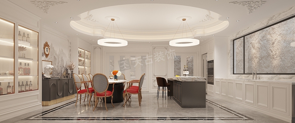 渝北法式轻奢别墅装修,美利山联排别墅装修案例效果图