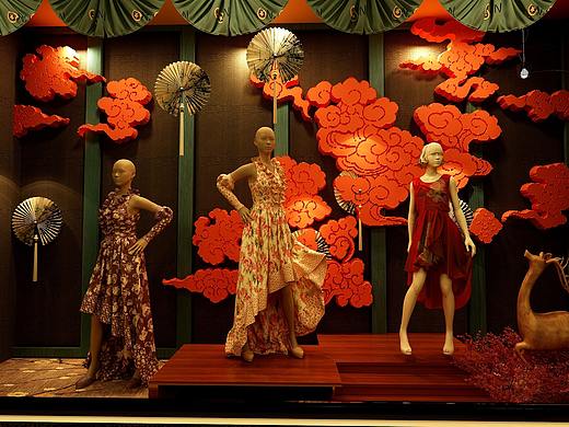中国风服装橱柜展示