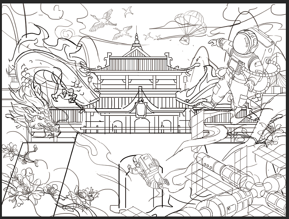 国风插画(二)——天宫凌霄浮云显|插画|商业插画|mirror酱 - 原创作品