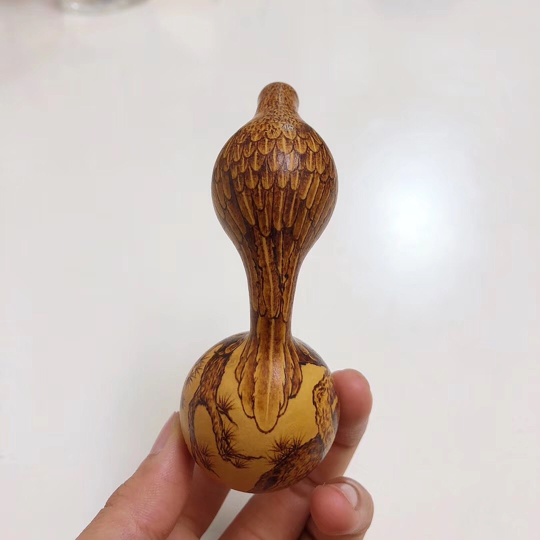 葫芦手工烙画(鹰)  手把件  文玩 异形葫芦